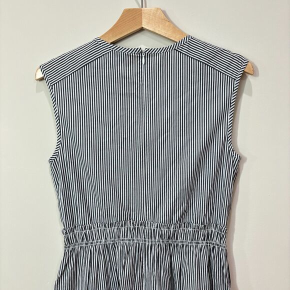 J Crew Striped Cotton Dress Size 2 Gray White Classic Preppy - Picture 8 of 11